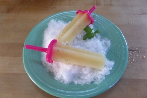 Apple-lemon ice pops with mint and ginger.